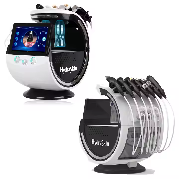 Black 7 in 1 Smart Ice Blue Hydra Oxygen Machine Water Jet Hydradermabrasion Skin Scrubber Blackhead Removal Clinic Salon Use