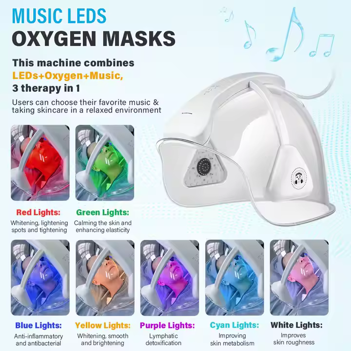 9in1 Hydro LEDsings Music Oxygen Dome Bubble Cleaning Visual Hydra Dermabrasion Facial Ledsings Therapy Oxygen Facial Machine