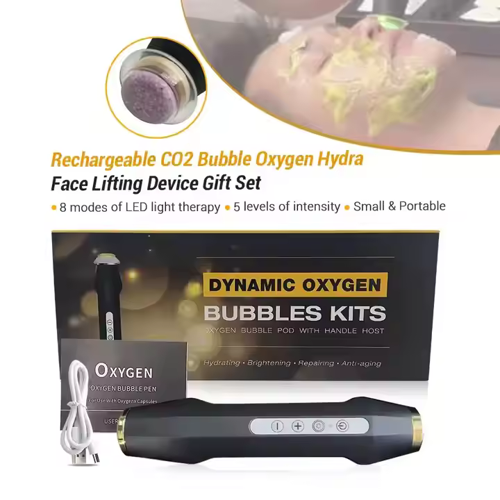 Mini Portable Rechargeable Facial Jet Pen Most Sells CO2 Bubble Oxygenation Pods Machine for Deep Skin Cleansing Glowing