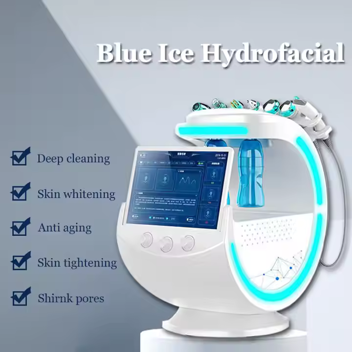 Hydra Beauty Smart Ice Blue 7 in 1 RF Ion Bubble Pen Dermabrasion Skin Analysis Scrubber Water Oxygen Facal Manage Salon Machine