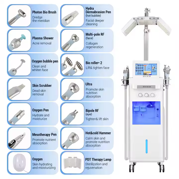 10 in 1 Hydro Face Care Facial Deep Cleaning Microdermabrasion Machine Ance Treatment Probe Plasma Pen Beauty Ance Care Machine