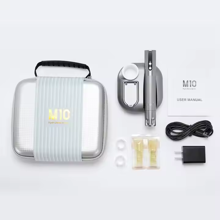 Portable Hydra Pen M10 Professional Skin Rejuvenation Device Derma Pen Multiple Serum Tips With Red and Blue Light