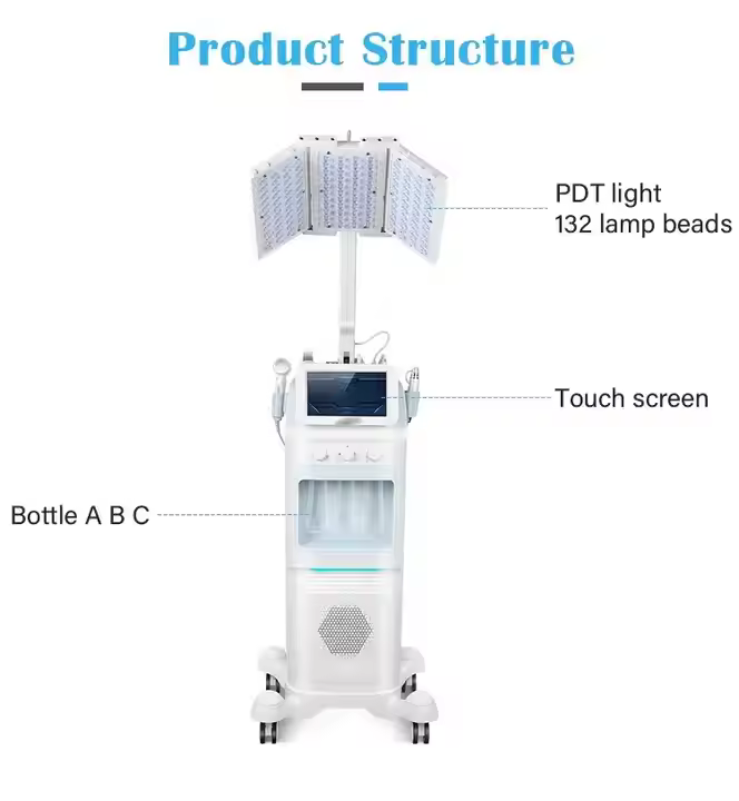 8 in 1 LED PDT Visual Suction Pen Hydra Dermabrasion Facial Machine with Skin Detection