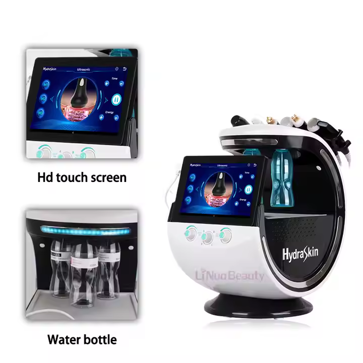 Black 7 in 1 Smart Ice Blue Hydra Oxygen Machine Water Jet Hydradermabrasion Skin Scrubber Blackhead Removal Clinic Salon Use