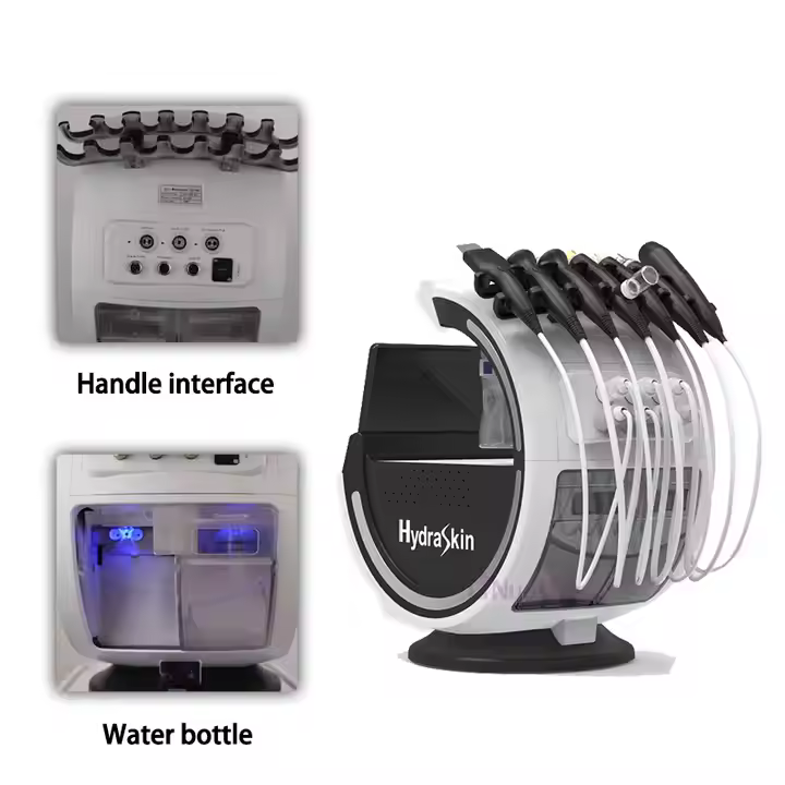 Black 7 in 1 Smart Ice Blue Hydra Oxygen Machine Water Jet Hydradermabrasion Skin Scrubber Blackhead Removal Clinic Salon Use